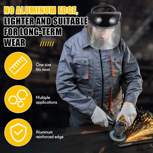 Miniatura 5 de Kingdder 12 protectores faciales transparentes de repuesto para moler y cortar, 15 x 8 x 0.04 pulgadas de seguridad para protección facial