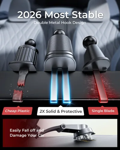 Miniatura 2 de MRGLAS Soportes de teléfono mejorados para tu automóvil con clip de gancho de metal, práctico soporte de teléfono celular para ventilación de aire