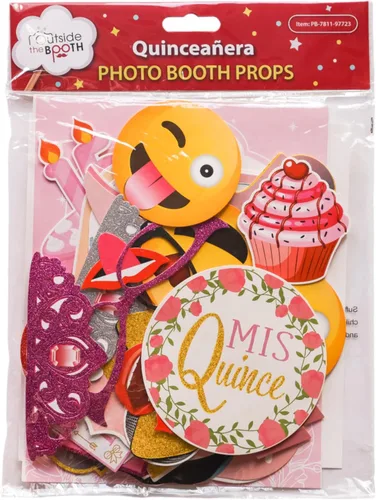 Miniatura 9 de Accesorios para cabina de fotos de quinceañera, kit de cabina de fotos de 41 piezas con letrero de 8 x 10 pulgadas, 60 almohadillas adhesivas, 45