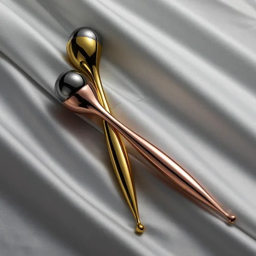 Miniatura 2 de LISAPACK Varita de rodillo de crema de ojos de metal, masaje facial, masajeador facial para aplicador, reduce la hinchazón (dorado)