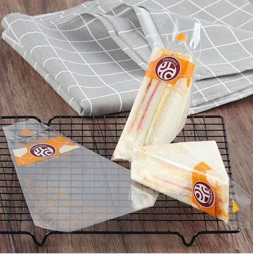Miniatura 2 de Empaquetado plástico de la panadería del triángulo de los bolsos del bocadillo fácil de rasgar-200 cuentas