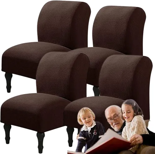 Miniatura 17 de Fundas elásticas para silla sin brazos, extraíbles y lavables, de elastano jacquard sin reposabrazos, protector de muebles para sala de estar, Verde