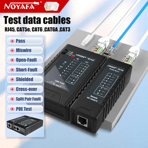 Miniatura 6 de YILTION NF-468CS Probador de Cable de Red, Probador de Teléfono y Continuidad, Mapeador de Cable Ethernet para RJ45/RJ11/RJ12/CAT5/CAT6/POE, Negro