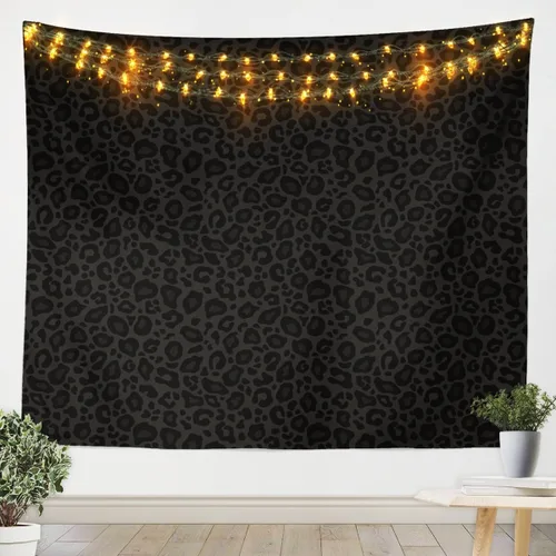 Castle Fairy Tapiz con estampado de leopardo, guepardo africano, tapices para colgar en la pared de la habitación, piel de animal salvaje gris,