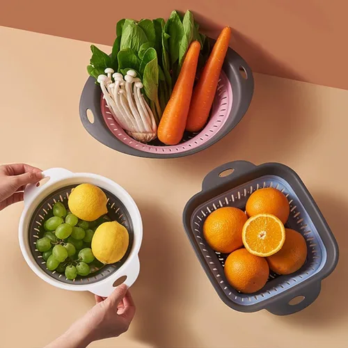 Miniatura 2 de Colador y colador plegable, coladores de silicona y coladores de alimentos, para verduras y frutas, esenciales de cocina