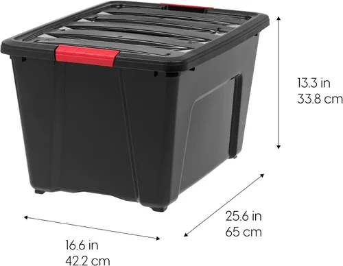 Miniatura 2 de IRIS USA - Contenedores de almacenamiento de plástico apilables de 72 cuartos de galón con tapas, paquete de 4, sin BPA, fabricados en Estados Negro