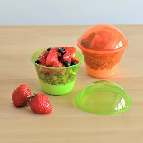 Miniatura 3 de Youngever 7 juegos de vasos de plástico para yogur con insertos y tapas de cúpula, a prueba de derrames y fugas (pequeño, 4 onzas)