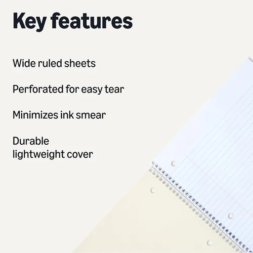 Miniatura 2 de Amazon Basics Cuaderno de espiral con rayas universitarias, 70 hojas, 7-1/2" x 10-1/2", negro, paquete de 2