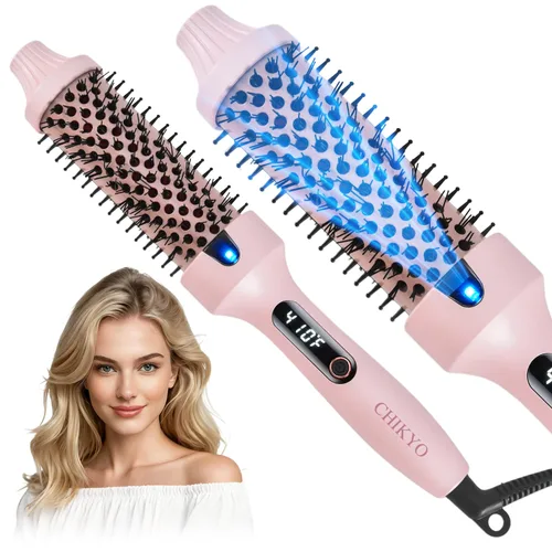 CHIKYO Cepillo térmico de 1.5 pulgadas, cepillo redondo calentado de 1.5 pulgadas, cepillo de pelo rizado de iones negativos, rizador con doble