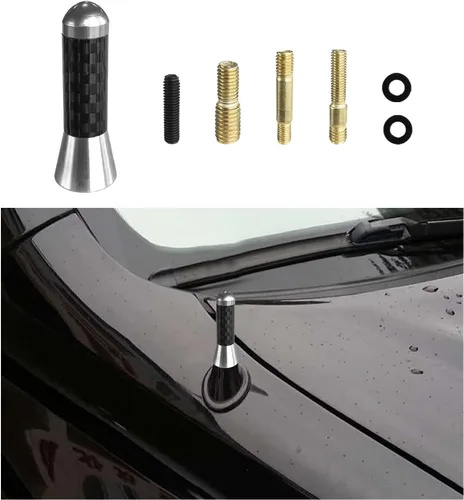 Miniatura 13 de Dickno Antena corta para automóvil, antena de radio de aluminio de 1.37 pulgadas, repuesto de mástil, antena de recepción de radio AM/FM automática