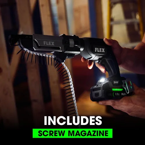 Miniatura 3 de FLEX Kit combinado de 2 herramientas inalámbricas sin escobillas de 24 V: pistola de tornillo para paneles de yeso con cargador de tornillos