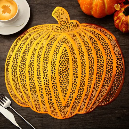 Funnymoom Juego de 6 manteles individuales de calabaza de Acción de Gracias, manteles individuales de otoño de 15 pulgadas, manteles individuales