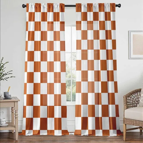 Miniatura 20 de Cortinas negras y rojas para sala de estar, 63 pulgadas de largo, cortinas geométricas modernas, blancas y grises, cortinas abstractas con bolsillo