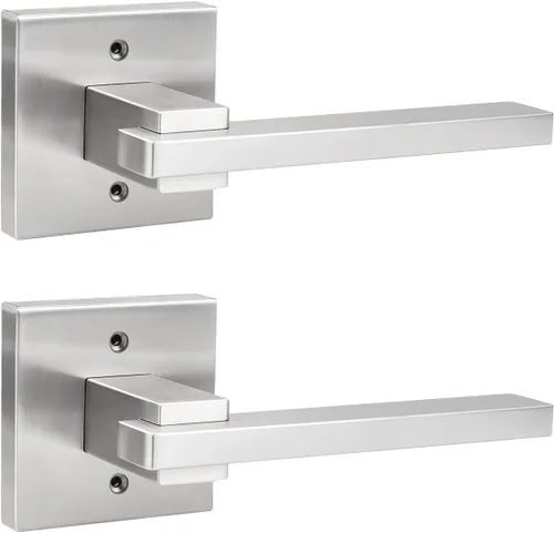 Miniatura 12 de Orger Paquete de 1 manija de puerta de paso negra para pasillo y armario, juego de manijas sin bloqueo, roseta cuadrada sin llave, reversible