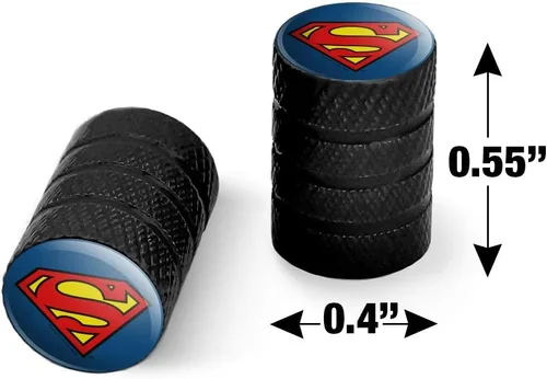 Miniatura 7 de GRAPHICS & MORE Superman Classic S Shield Logo Moto Bicicleta Llanta Llanta Llanta Tapones de Válvula de Aluminio Negro