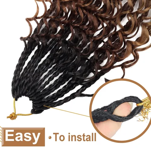 Miniatura 4 de Goddess - 8 paquetes de cabello sintético de ganchillo de 8 pulgadas, trenzas de caja (box braids) 3X estilo bohemio con extremos rizados, ideales