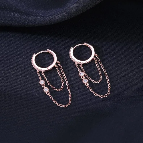 Miniatura 4 de Reffeer Aretes colgantes de cadena de plata de ley 925 para mujeres, adolescentes y niñas