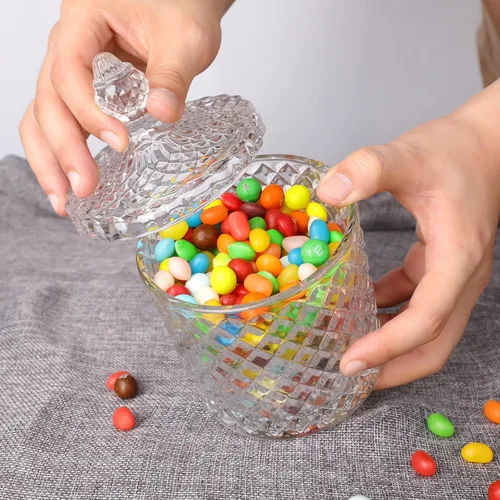 Miniatura 4 de Plato de cristal para dulces con tapa, 1 pieza de 20 onzas, tarro de cristal grande para caramelos, caja de joyería, plato Dappen, tarro de galletas