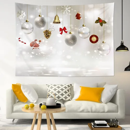 Miniatura 12 de LB Tapiz navideño de muñeco de nieve, bosque de pinos de invierno con ciervos cardenales, tapiz de pared para dormitorio, tapiz colgante de pared