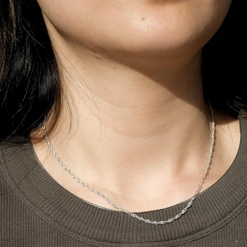 Miniatura 3 de LeCalla Collar de cadena ajustable de plata de ley 925, collar de cadena bolo deslizante para mujer, 24 pulgadas