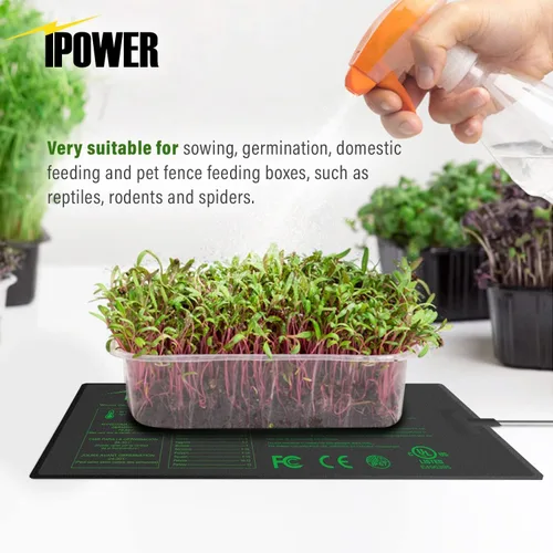 Miniatura 5 de iPower Tapete térmico de siembra de 10 x 20.75 pulgadas con película de carbono mejorada, almohadilla de inicio de germinación de plantas
