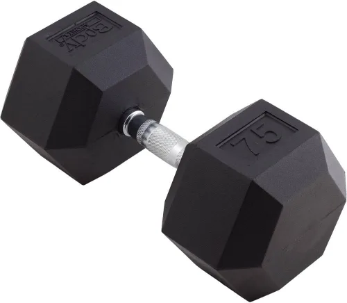 Miniatura 16 de Body Sport Mancuerna hexagonal con revestimiento de goma, individual – Mancuernas para ejercicios – Equipo de entrenamiento de fuerza – Accesorios