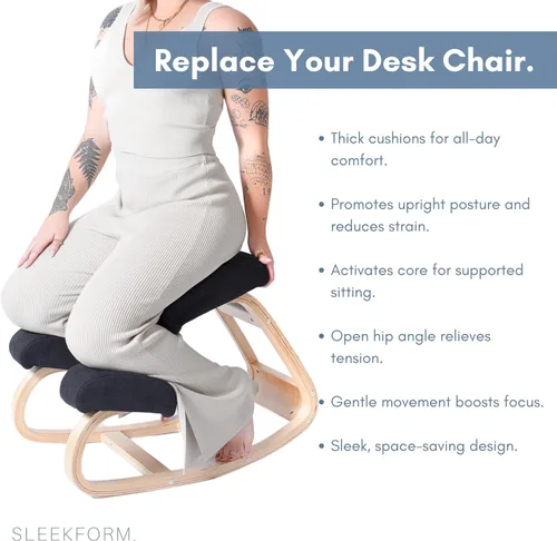Miniatura 4 de Sleekform Silla de rodillas Austin - Taburete ergonómico de escritorio para computadora para oficina en casa para sentarse activamente Original