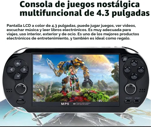 Miniatura 3 de CZT Consola de juegos portátil de 4.3 pulgadas, doble joystick de 8 GB incorporado 2200 juegos retro, consola de videojuegos arcade, emulador