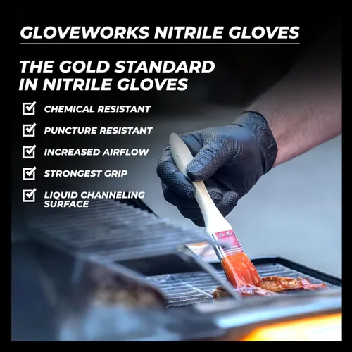 Miniatura 6 de Guantes de nitrilo negro HD GLOVEWORKS - 6 mil Guantes desechables, sin látex, para mecánicos