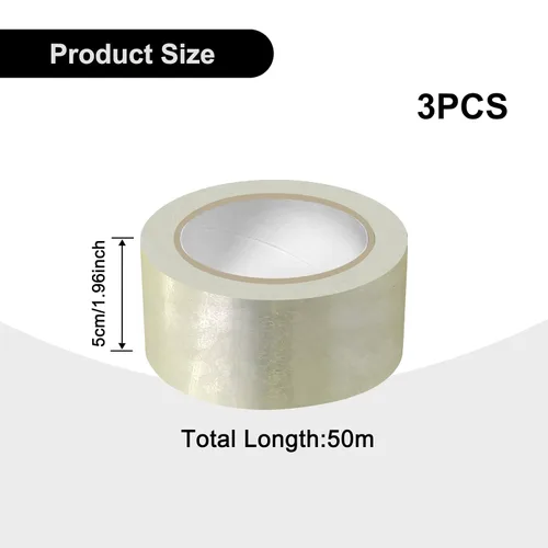 Miniatura 2 de 3 rollos de cinta de embalaje transparente, 1.8 pulgadas de ancho x 55 yardas por rollo para cinta de embalaje resistente para cajas de mudanza