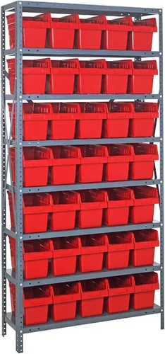 Miniatura 609 de Quantum QSBU-245BK Heavy Duty Shelving Unit with (7) Shelves and (24) QUS245 Black Bins for Garage Warehouse Storage Distribution 400 lb Load