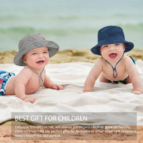 Miniatura 6 de Sombrero de sol para bebé, para verano, playa, protección solar UPF 50+, sombrero de ala ancha para niños pequeños