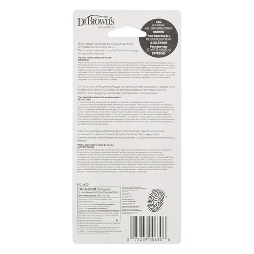 Miniatura 9 de Dr. Brown's Tapones de almacenamiento/viaje estrechos para biberones anticólicos Options+ para bebé, se ajusta a 8 oz/250 mL y 4 oz/120 mL, sin BPA