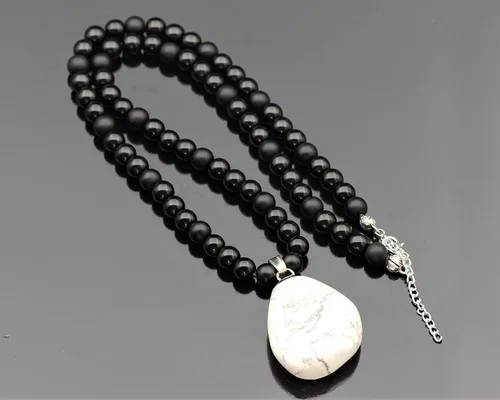 Miniatura 147 de Colgante de turmalina cruda natural, Collar de cuentas de ónix negro genuino, Collar de piedra negra, Collar de piedras preciosas, Cuentas de 0.315
