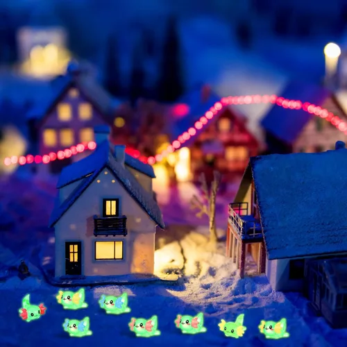 Miniatura 2 de Ferraycle 24 piezas luminosas mini de resina de ajolote de ajolote diminuto figura de animal para bricolaje, paisaje, jardín, casa de muñecas