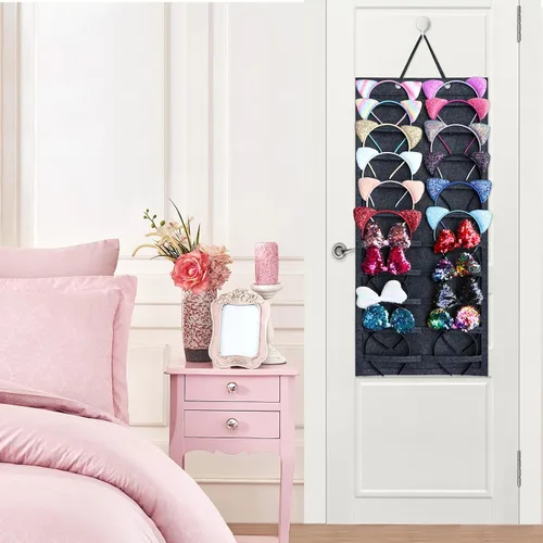 Miniatura 6 de SMUK Organizador de diadema colgante para niñas, soporte para diadema de pared para mujeres, organizador de accesorios para el cabello en la pared