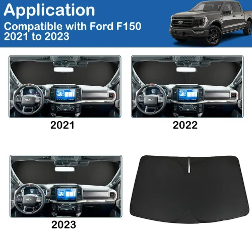 Miniatura 8 de Parasol para parabrisas para Ford F150 2021 2022 2023 2024 2025 plegable para ventana delantera, bloquea los rayos UV, la cubierta protectora
