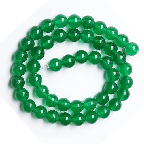 Miniatura 4 de 90 cuentas de jade verde chino natural, calcedonia, redondas, sueltas, cristales energéticos curativos, para hacer joyas y pulseras