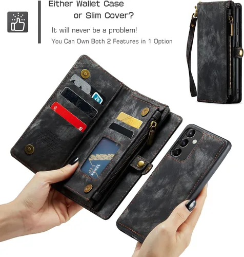 Miniatura 3 de Asuwish Funda de teléfono para Samsung Galaxy A54 5G con cremallera, funda desmontable con protector de pantalla de vidrio templado y tarjetero