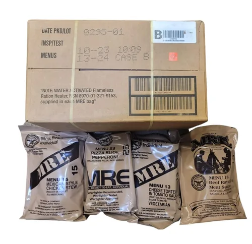 MRE con fecha de inspección 2023 o más recientes (comidas listas para comer) Auténtico excedente militar de Estados Unidos sabor surtido (paquete de