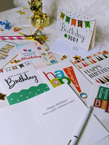 Miniatura 3 de 120 tarjetas de feliz cumpleaños para oficina, negocios y uso personal con mensaje genérico corto en el interior, notas de felicitación surtidas a