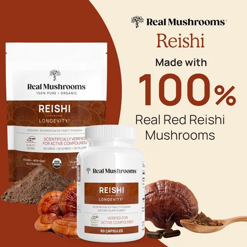 Miniatura 5 de Real Mushrooms Paquete de apoyo para el cerebro, la vitalidad y el sistema inmunológico: cápsulas de cognición de melena de león (120 cápsulas) +