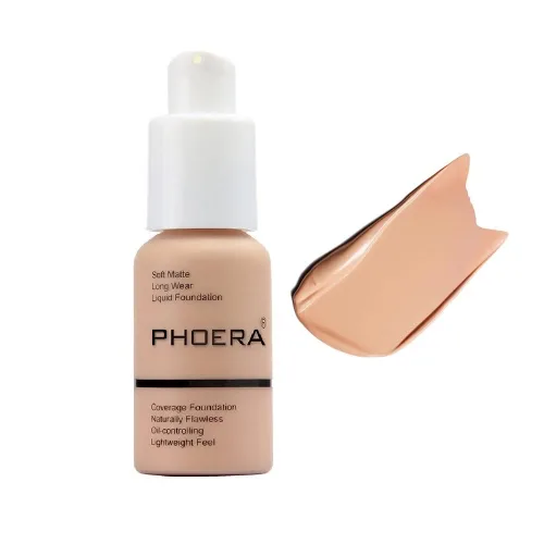 PHOERA - Base líquida de cobertura completa con control de aceite mate impecable (103# melocotón cálido)