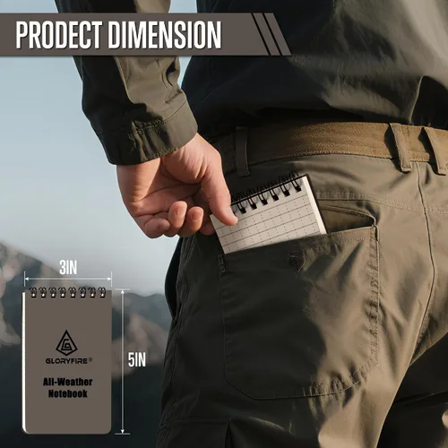 Miniatura 6 de GLORYFIRE - Cuaderno impermeable táctico para todo tipo de clima, con papel de cuadrícula impermeable para actividades al aire libre, grabación de 3