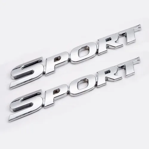 Paquete de 2 Calcomanías Deportivas para Coche, Emblema Adhesivo de Metal 3D Sport para Guardabarros Lateral de Coche Camión Maletero Trasero
