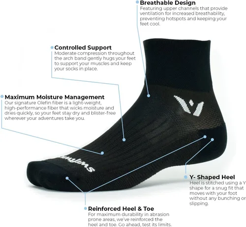 Miniatura 4 de Swiftwick - Calcetines Performance Two para correr y ciclismo, secado rápido, calcetines acolchados