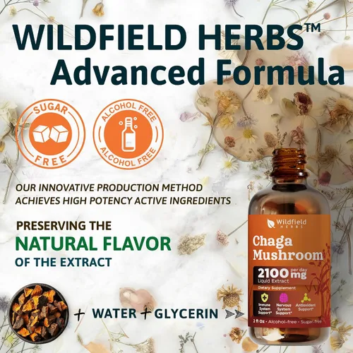 Miniatura 6 de 2 oz de extracto de hongos Chaga gotas 2000 mg (hongo betulinus L.) suplemento de hierbas, 84 porciones, tintura sin alcohol