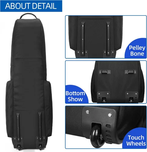 Miniatura 5 de TurnWay Bolsa de viaje de golf acolchada plegable, bolsa de golf de poliéster 900D resistente al agua, bolsa de transporte de golf con ruedas