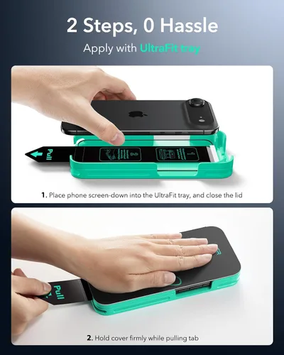 Miniatura 3 de ESR - Juego de 3 protectores de pantalla de vidrio templado 9H+ para iPhone Air, [grado militar a prueba de roturas], con tecnología antirreflejo