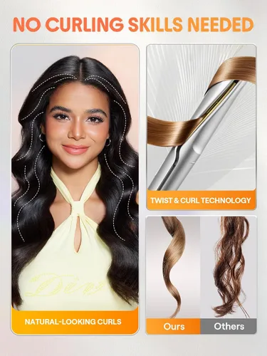 Miniatura 5 de SHEGLAM Plancha plana para alisar el cabello, alisador y rizador de pelo de cerámica 2 en 1, 1 pulgada, calentamiento rápido con pantalla LCD